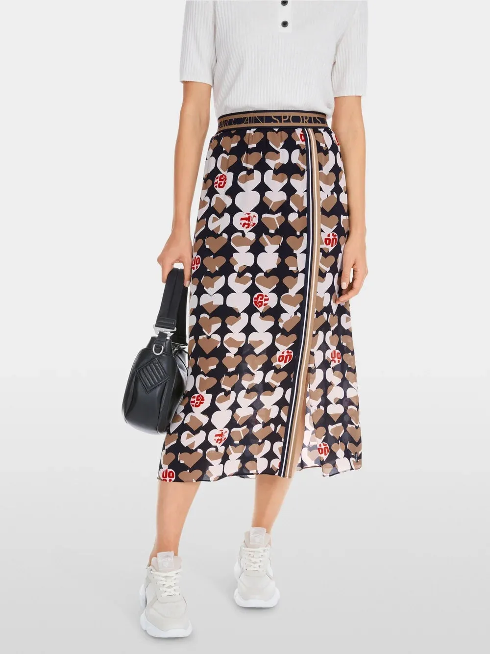 Marc Cain Heart Print Viscose midi skirt