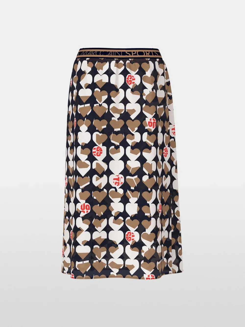 Marc Cain Heart Print Viscose midi skirt