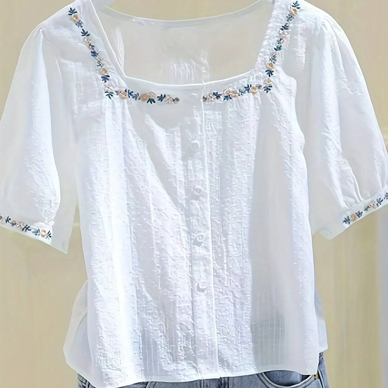 Maya™| Graceful Embroidered Button Shirt