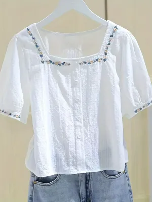Maya™| Graceful Embroidered Button Shirt