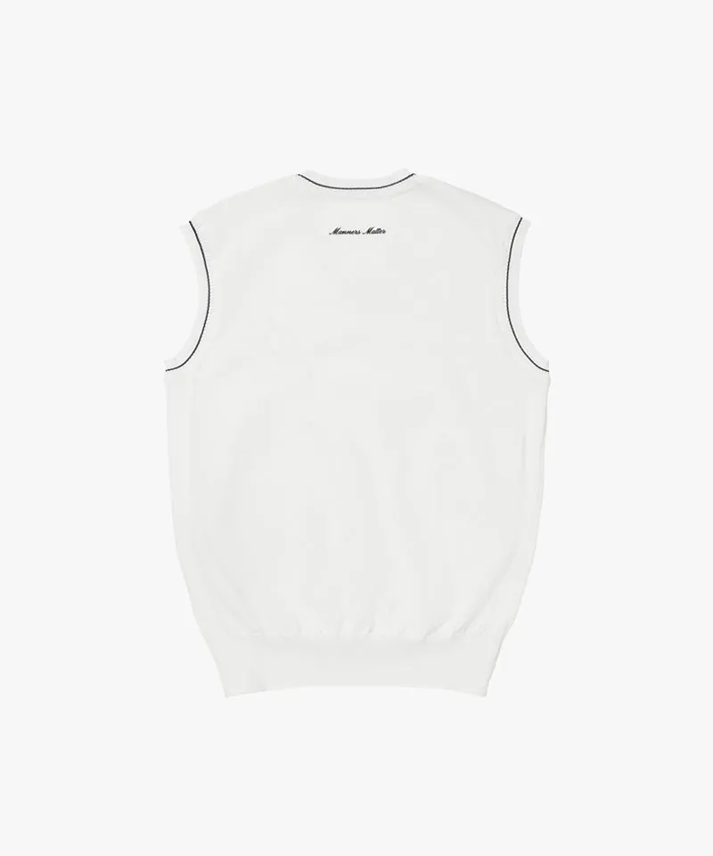 MCC V-Neck Sweater Vest - White