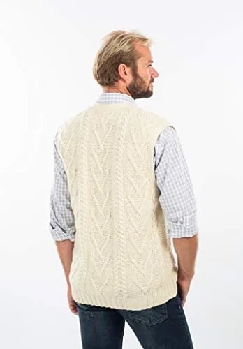 Mens Aran Sleeveless Cardigan