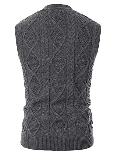Men's Cable Knit Vest with Pockets
