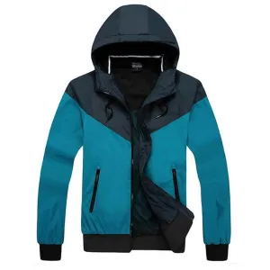 Men's Jacket Causal Slim Patchwork Thin With Hooded Sunscreen