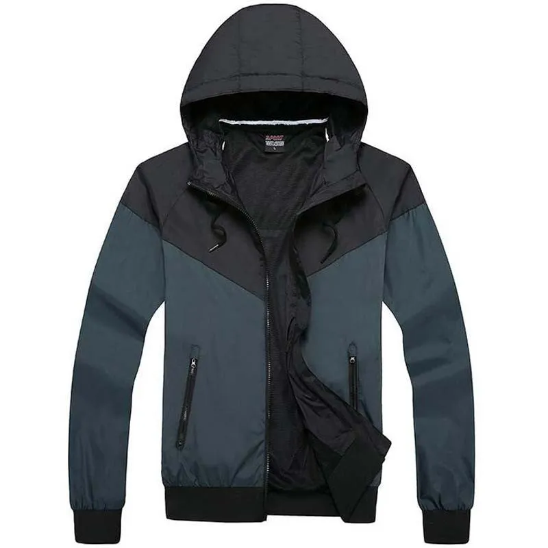Men's Jacket Causal Slim Patchwork Thin With Hooded Sunscreen