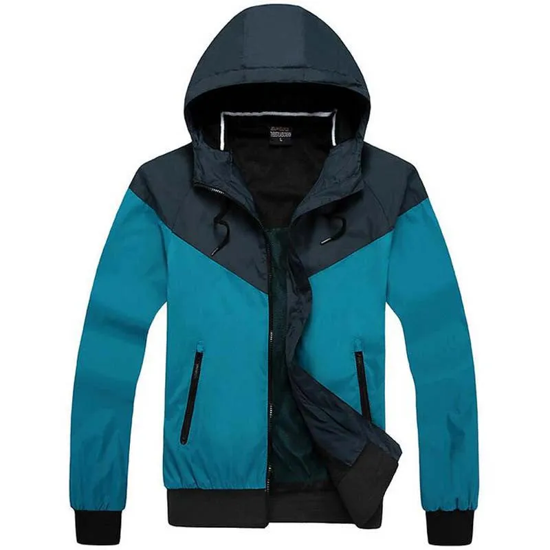 Men's Jacket Causal Slim Patchwork Thin With Hooded Sunscreen