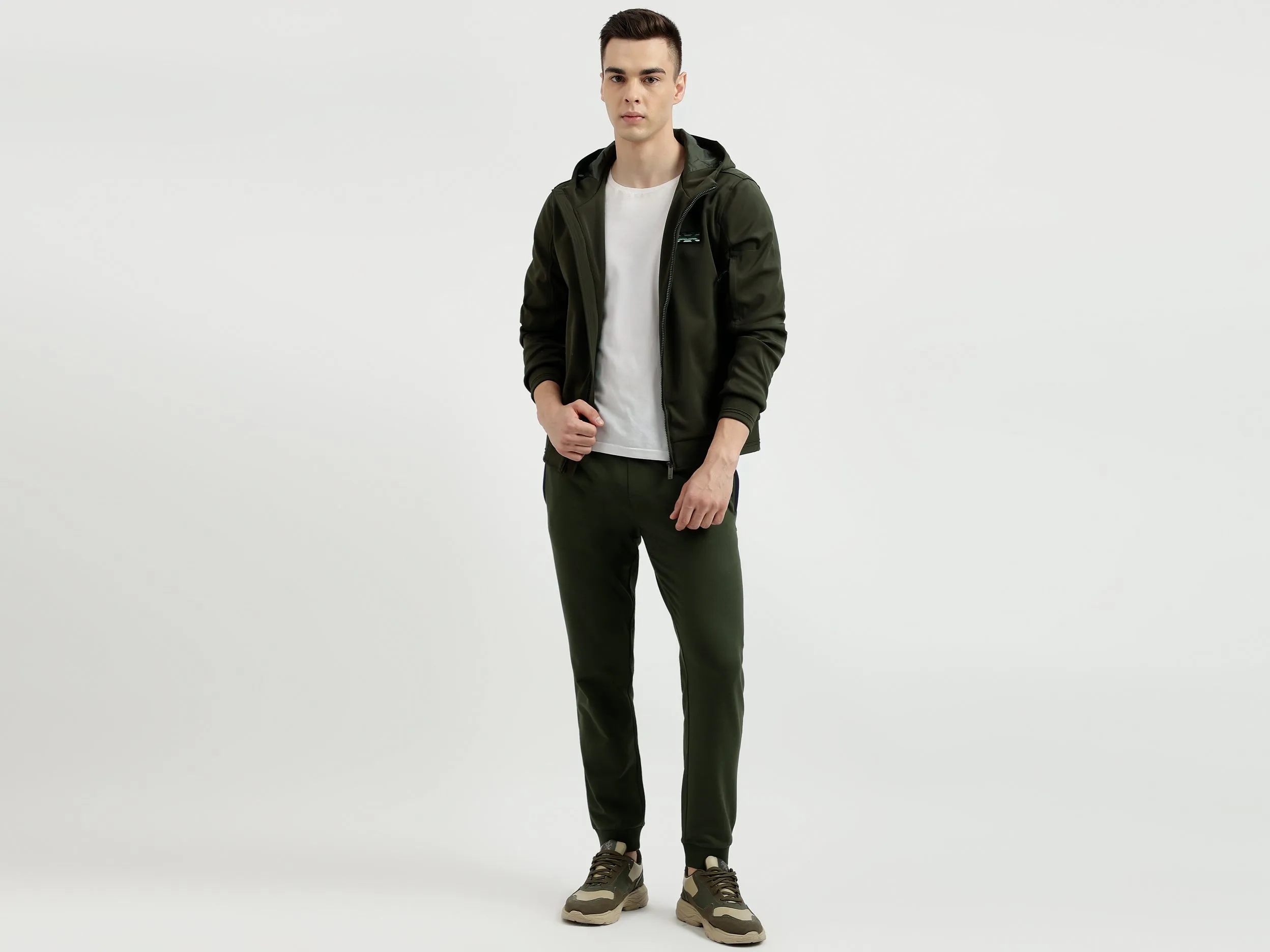 Men's Regular Fit Hooded Neck Scuba Knitted Jacket
