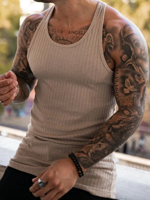 Men'S Solid Color Ribbed Muscle Tank