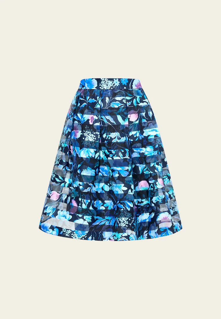 Mesh-trim Stripped Skirt