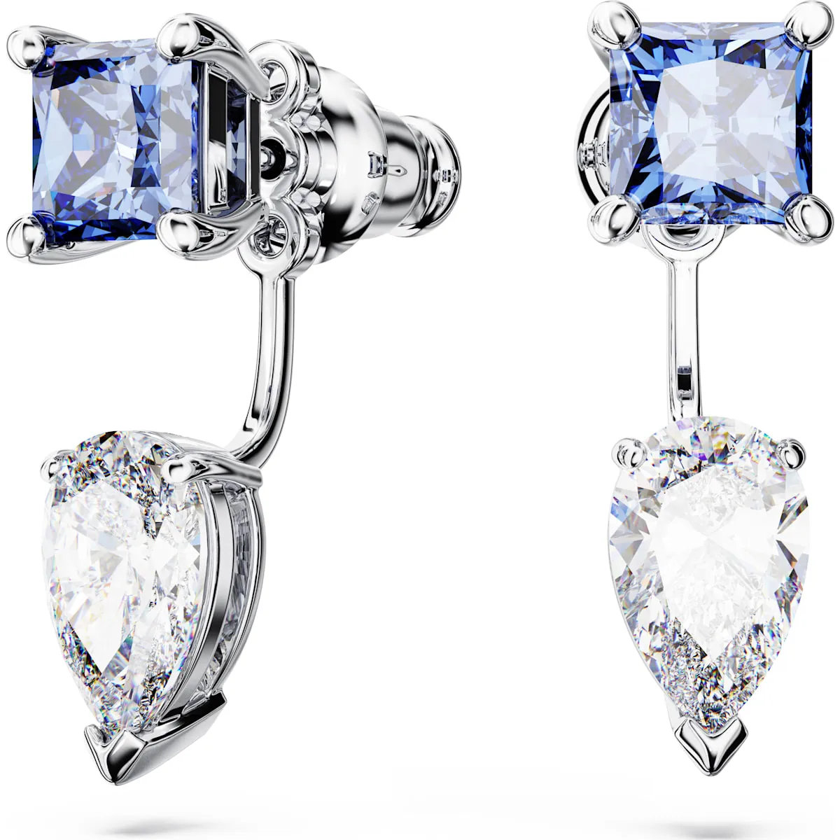 Mesmera earring jackets, Mixed cuts, Detachable, Blue, Rhodium plated
 5665767