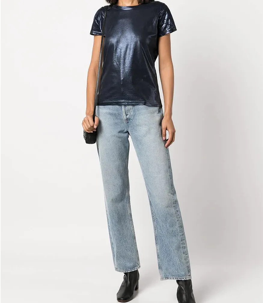 Metallic Coated Cotton T-Shirt