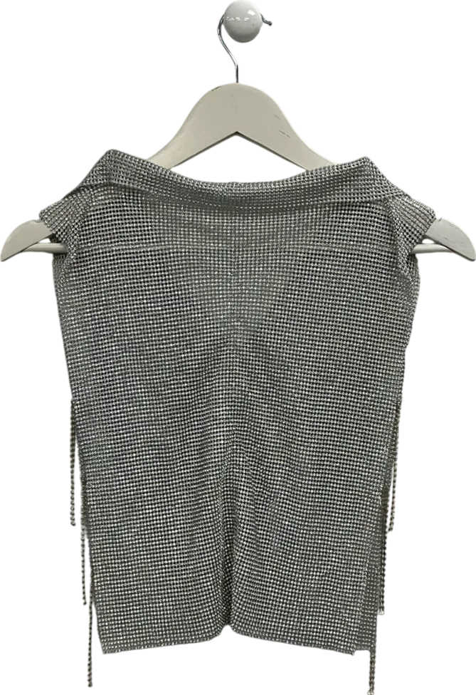 Metallic Diamanté Mesh Open Sided Top One Size