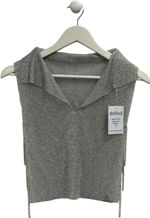 Metallic Diamanté Mesh Open Sided Top One Size
