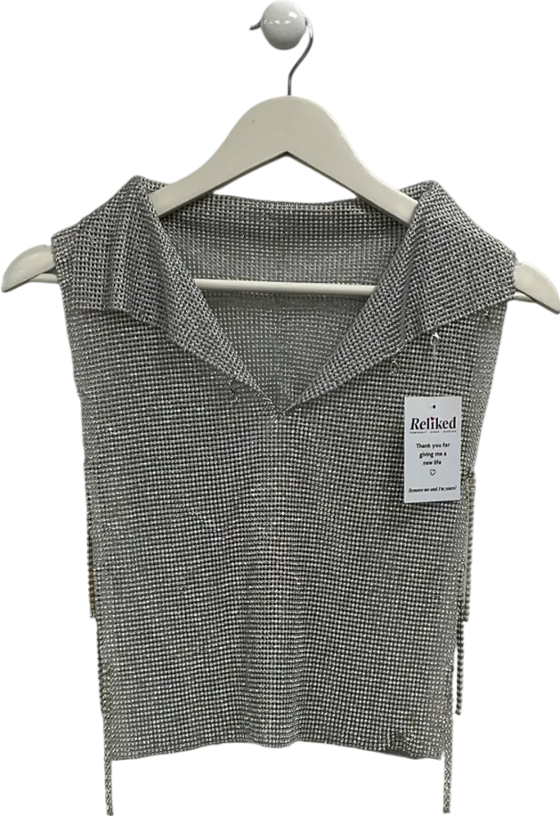 Metallic Diamanté Mesh Open Sided Top One Size