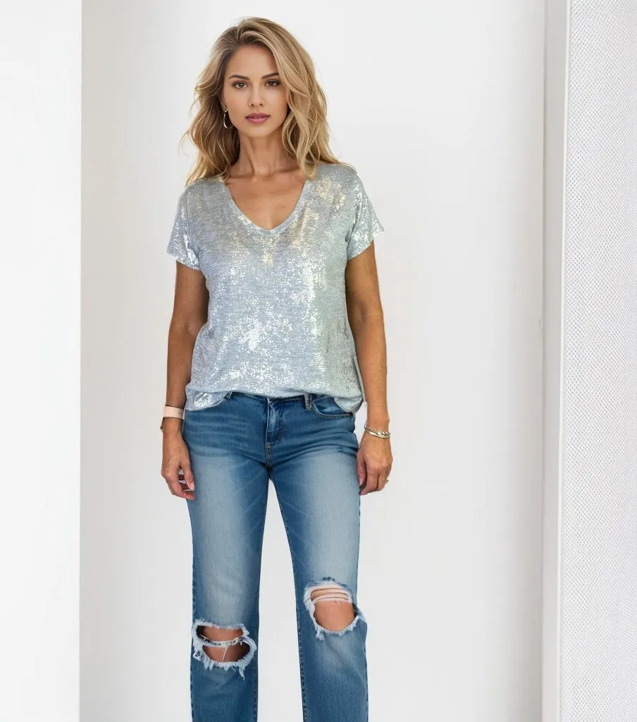 Metallic Print T Shirt