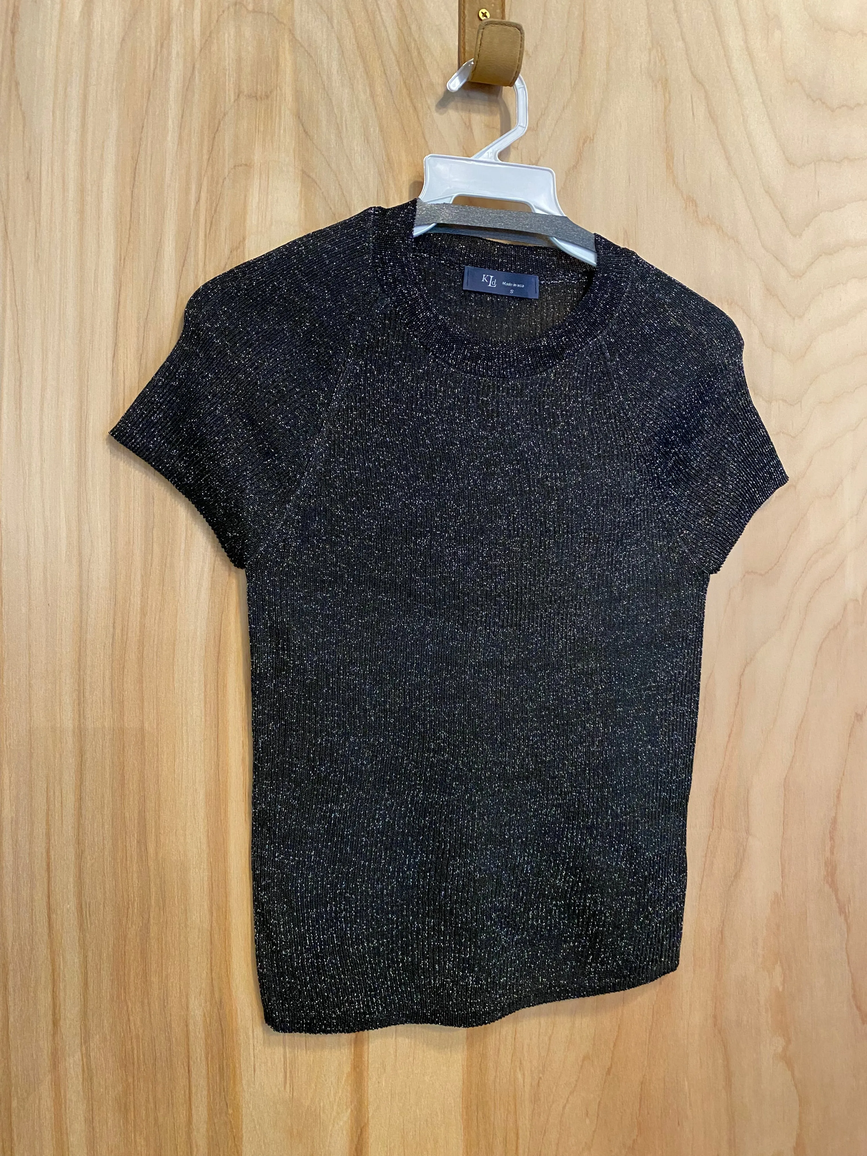 Metallic Ribbed Knit Top