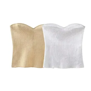 Metallic Silver Strapless Top | Dreamofthe90s