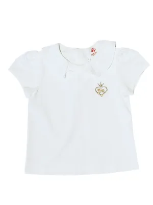 “Mimi” Short Sleeves Girl’s Blouse with Ruffle Collar and Mimi Miya Logo