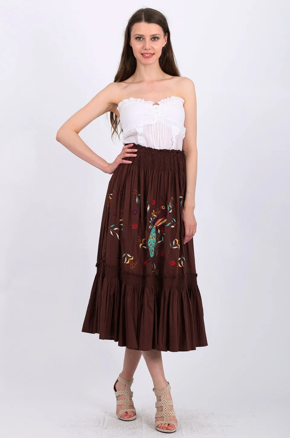 MISS PINKI Kylie Midi Skirt in brown