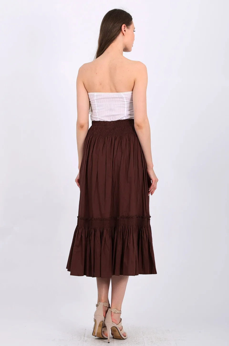 MISS PINKI Kylie Midi Skirt in brown