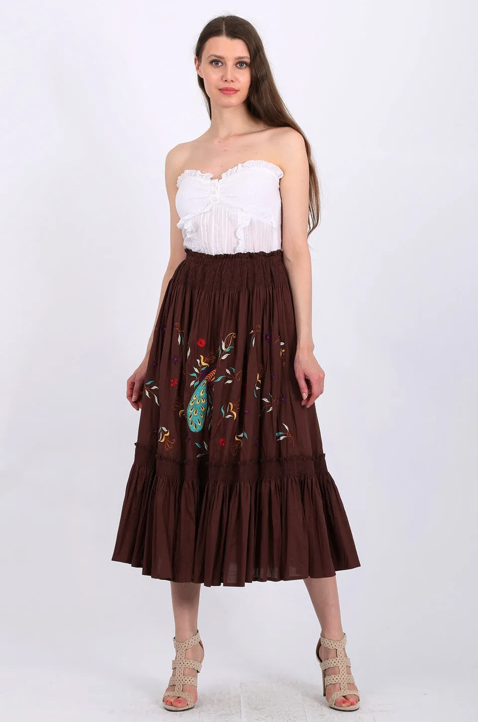 MISS PINKI Kylie Midi Skirt in brown
