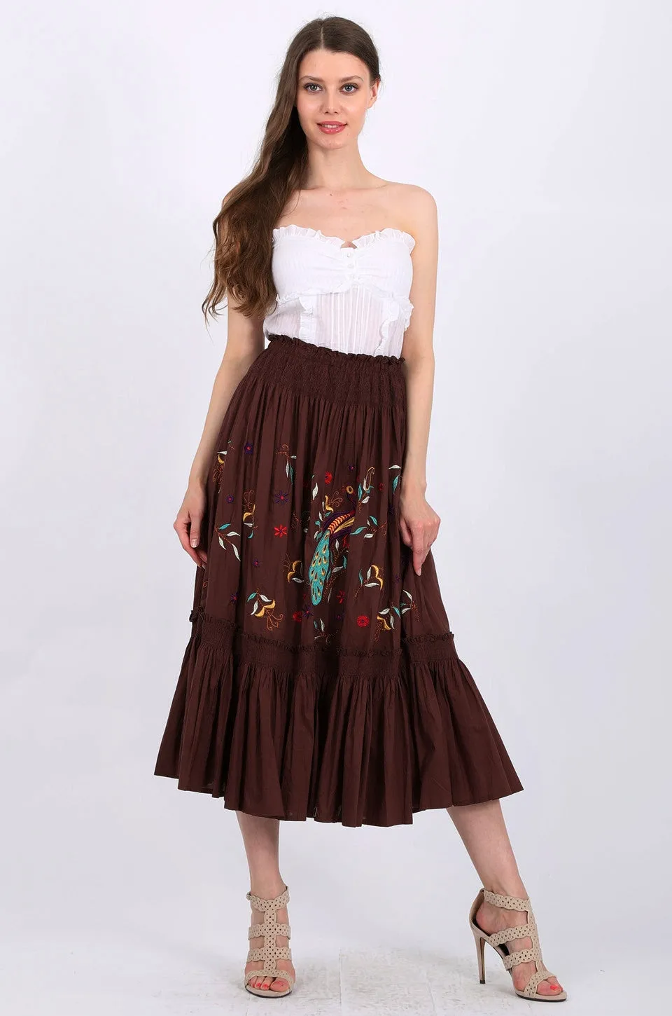 MISS PINKI Kylie Midi Skirt in brown