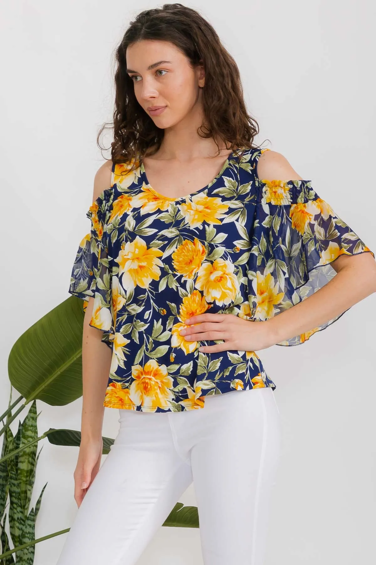 MIX MEDIA FLUTTER COLD SHOULDER
