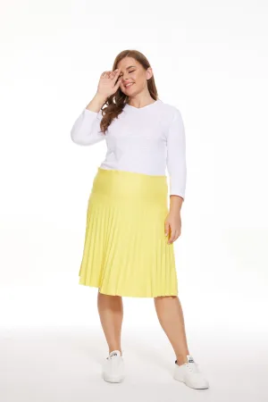 MM PURPLE LABEL - CANARY YELLOW PLEATED (PLUS SIZE) From Mia Mod