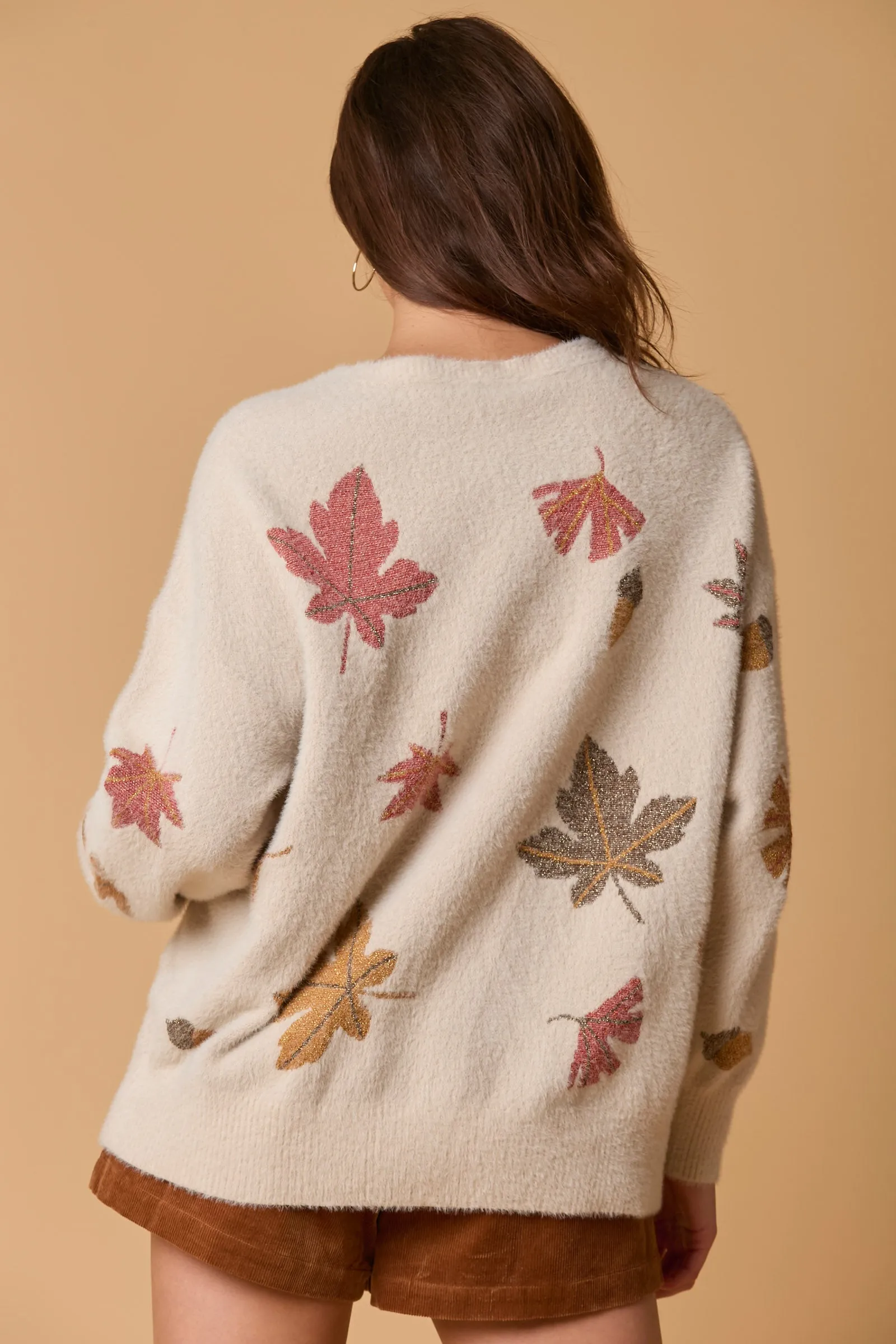 Mohair Sweater with Fall Leaves