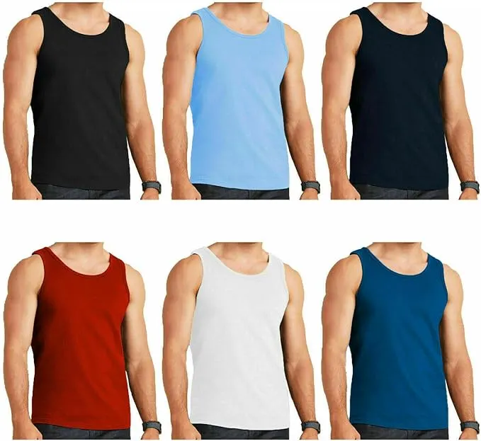 Molten Creek® 6X Pack Mens Vests Classic Sports 100% Cotton Tank Tops Summer Training Gym Sports Sleeveless Casual Undershirts S-2XL
