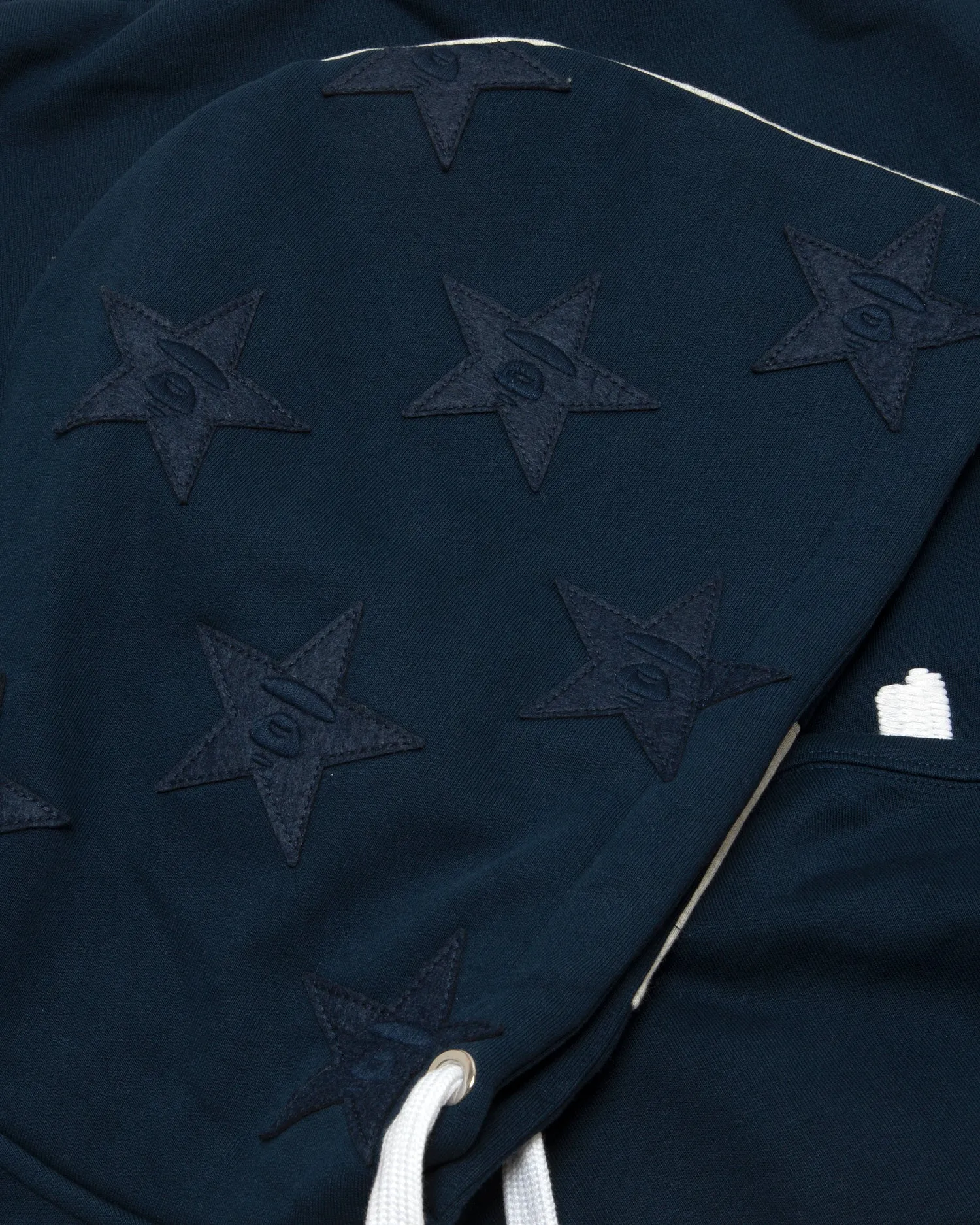 Moonface logo hooded varsity jacket