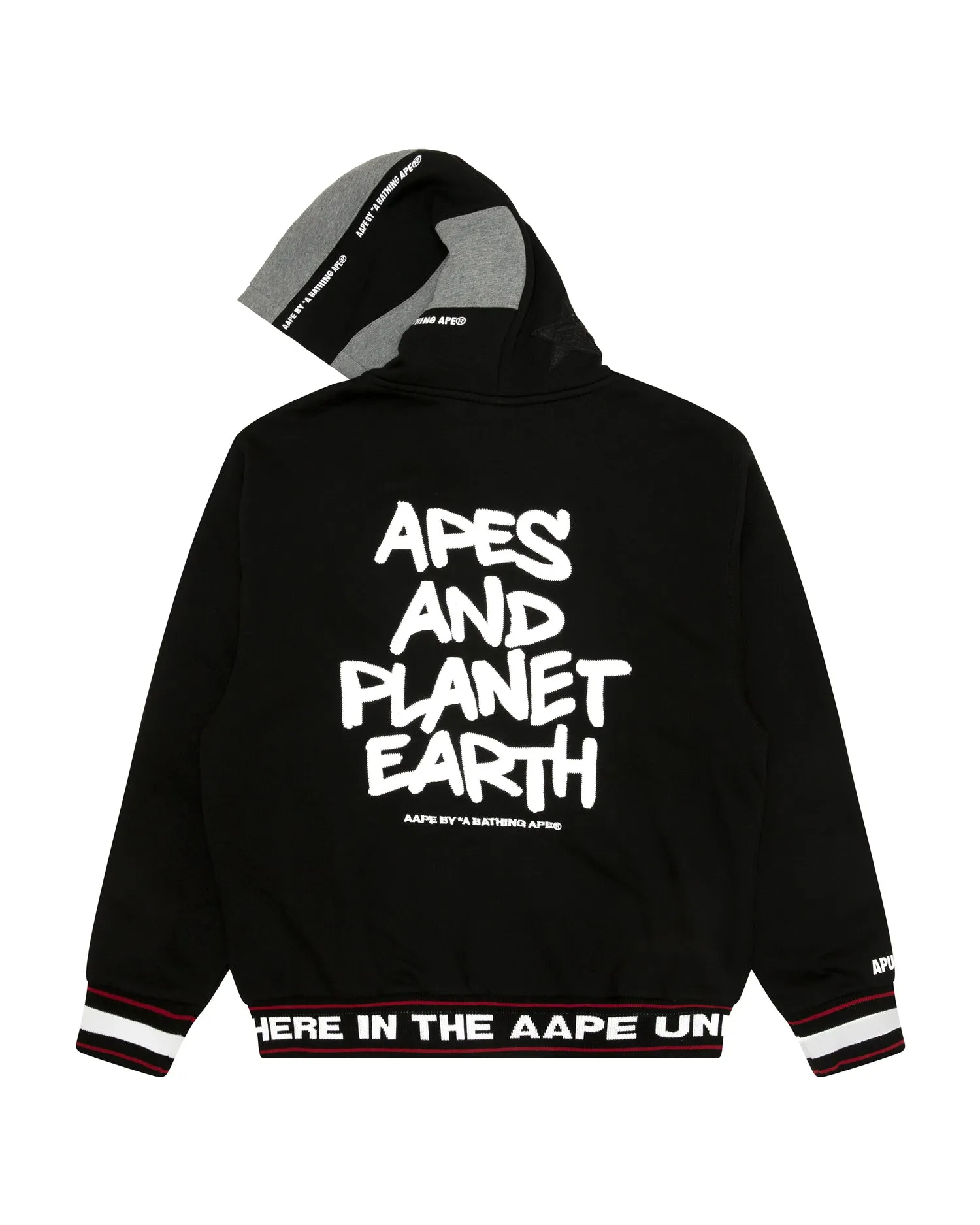 Moonface logo hooded varsity jacket