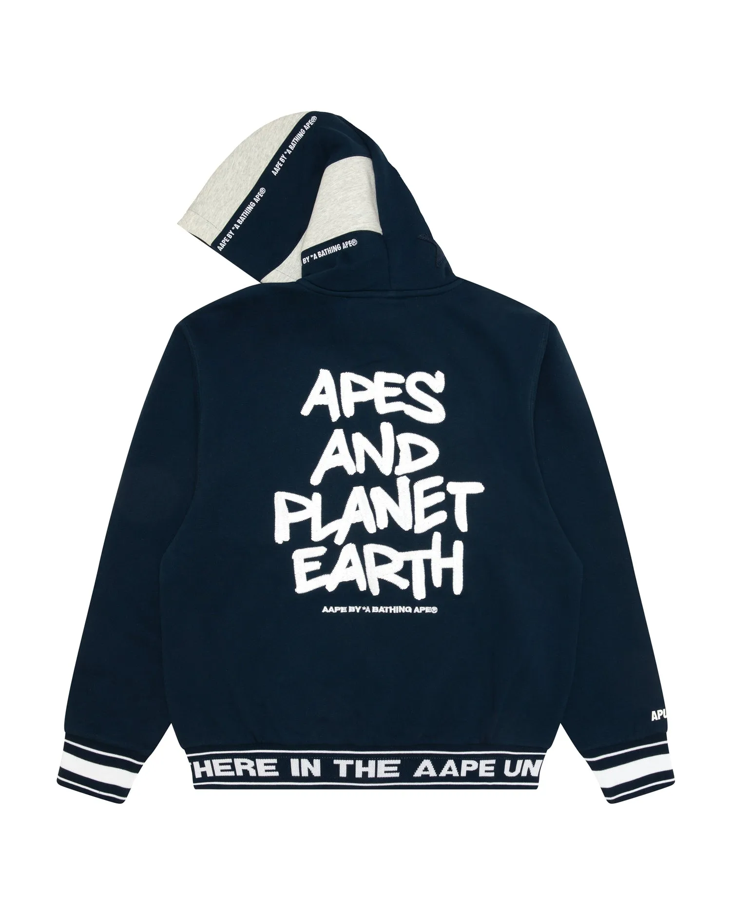 Moonface logo hooded varsity jacket