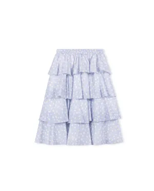 Multi Printed Ruffled Midi Skirt