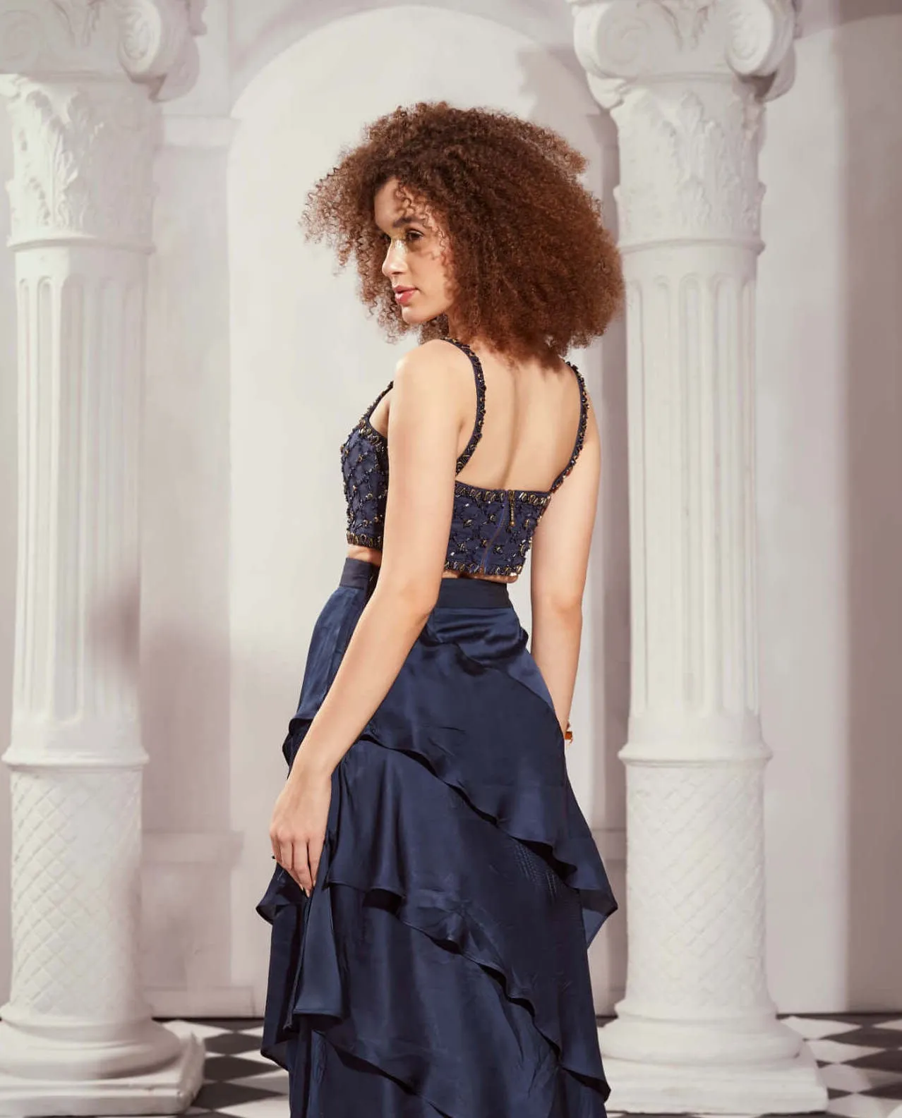 Navy blue embellishment top