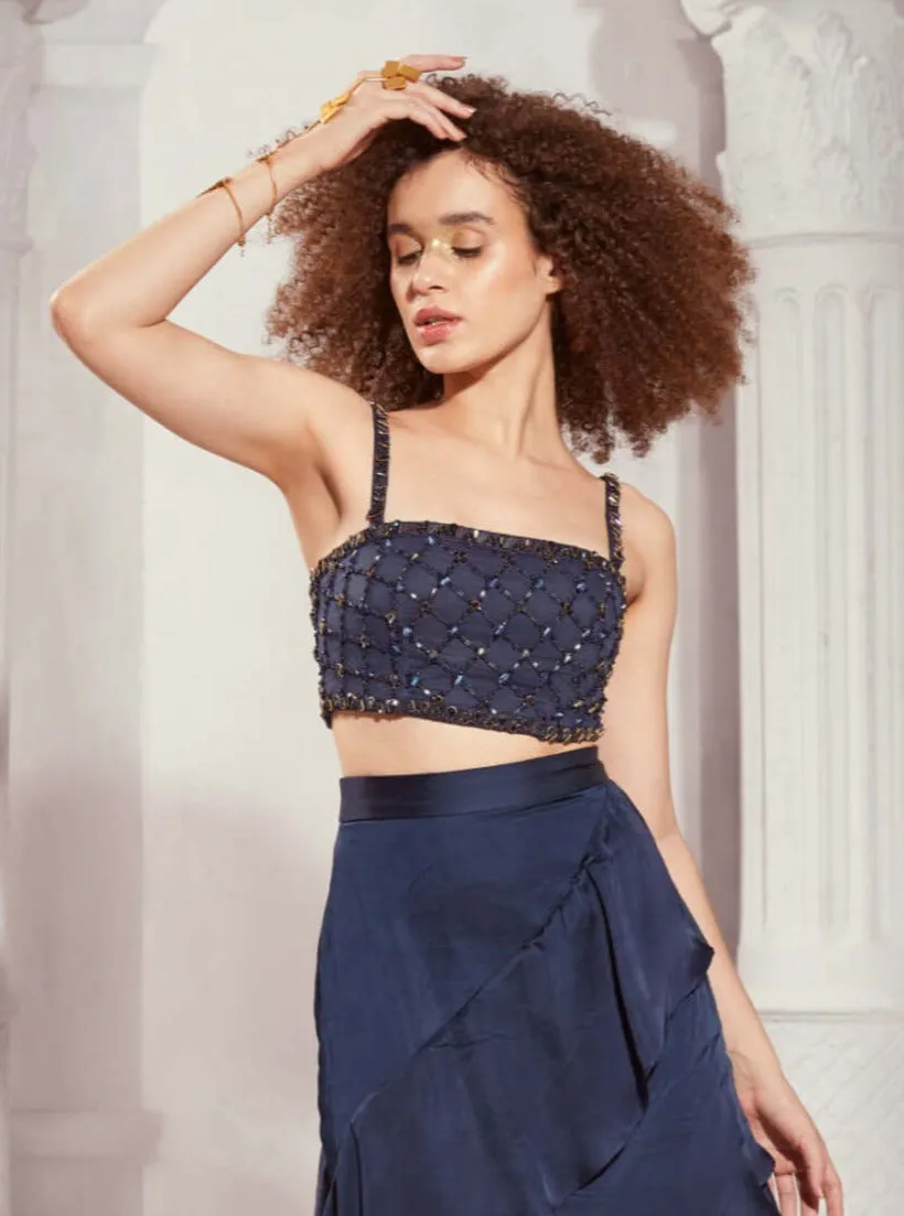 Navy blue embellishment top