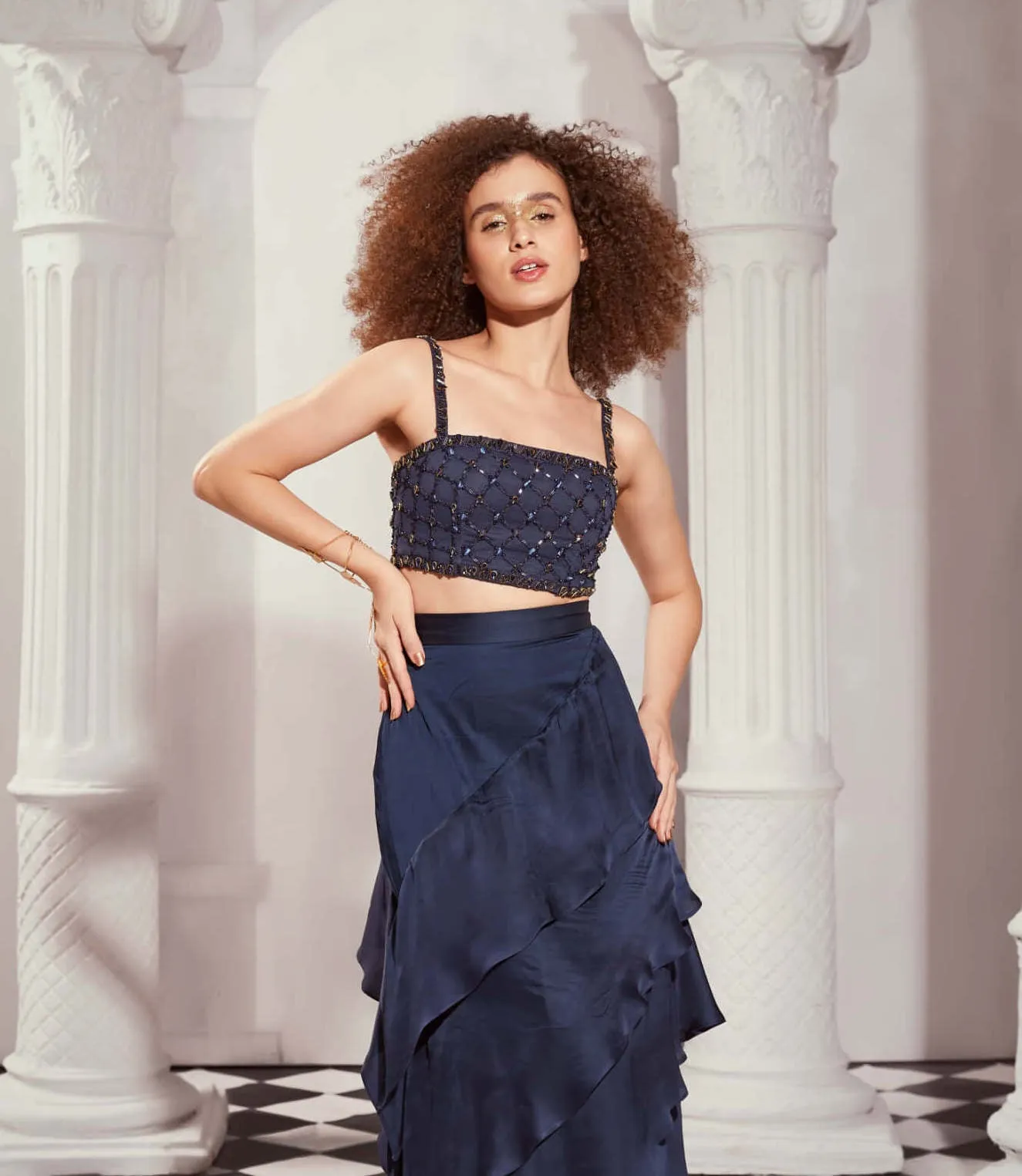 Navy blue embellishment top