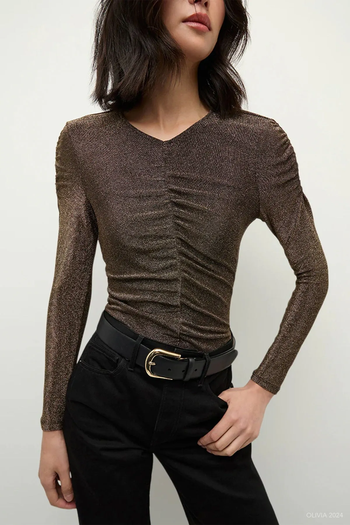 Neeta Top in Antique Gold Lurex
