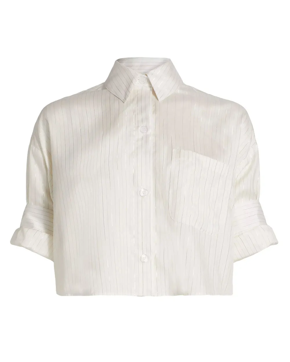 Next Ex Shirt Silk Metallic Stripe in White and Gold