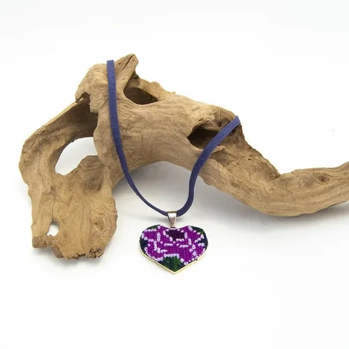 Ocosingo Floral Heart Embroidered Necklace- 2 Styles