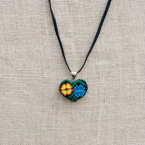 Ocosingo Floral Heart Embroidered Necklace- 2 Styles