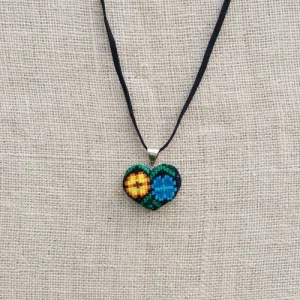Ocosingo Floral Heart Embroidered Necklace- 2 Styles