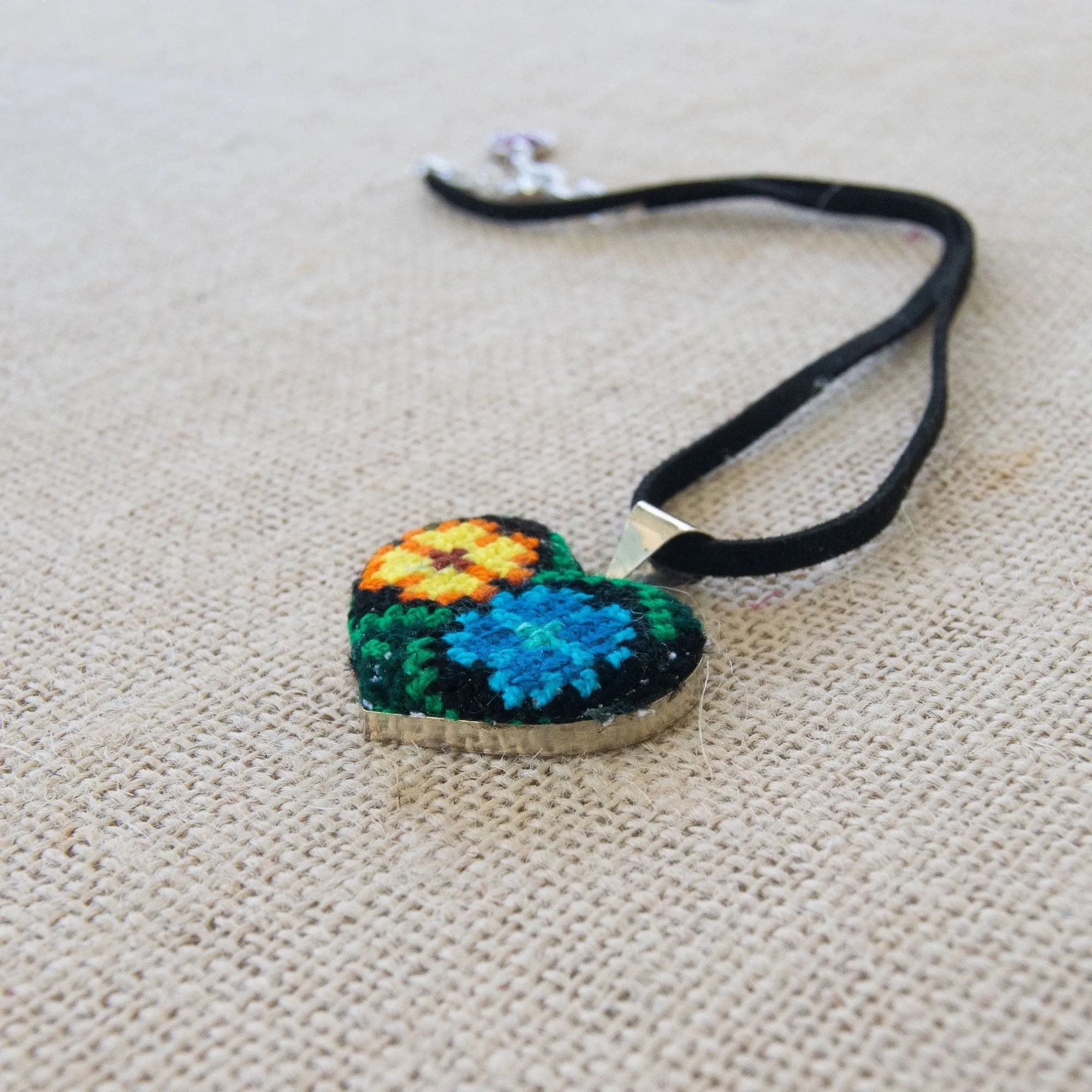 Ocosingo Floral Heart Embroidered Necklace- 2 Styles