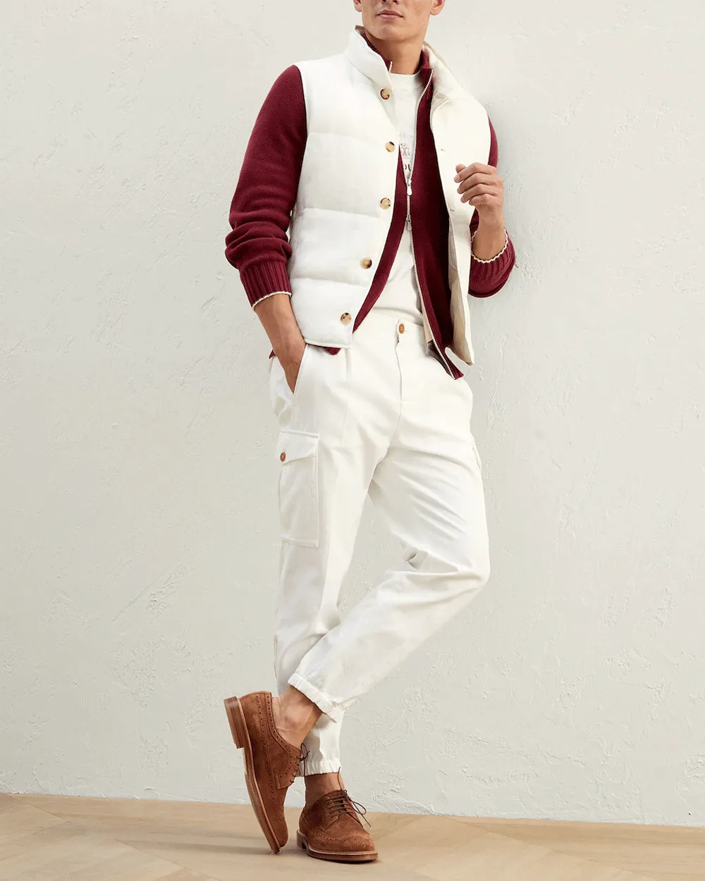 Off White Padded Chevron Vest