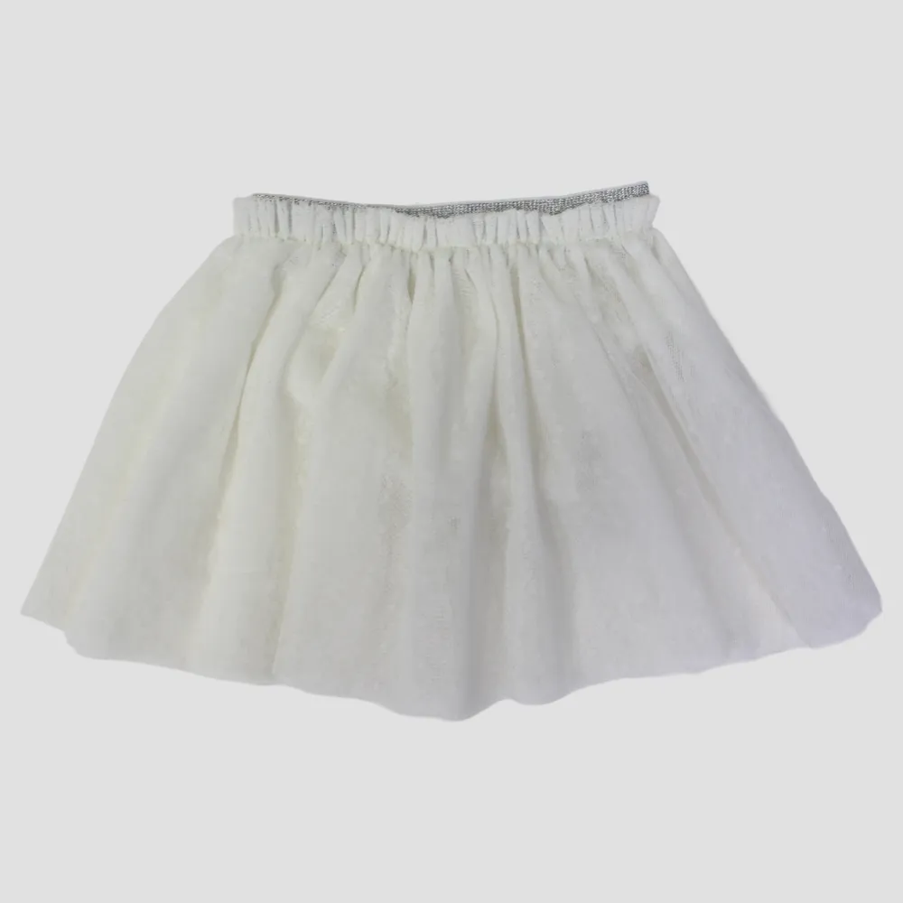 Off-White Ruffled Tulle Skirt