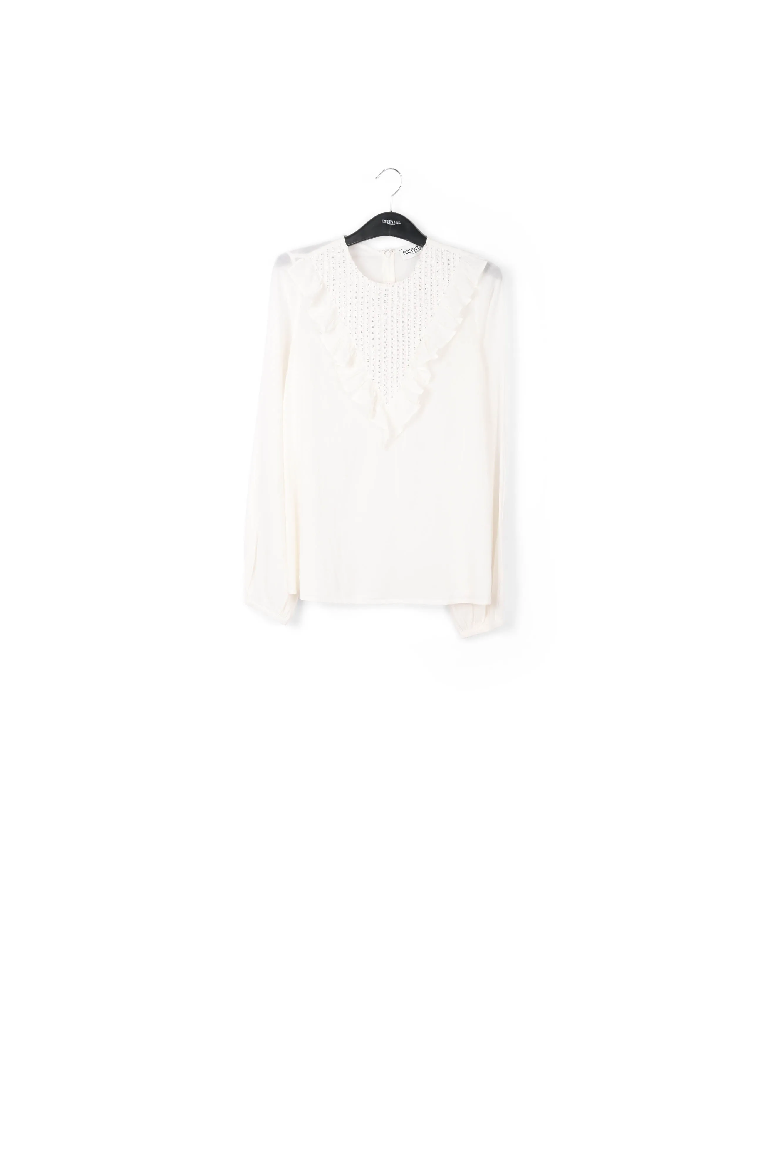 Off-white sequin-embroidered top with ruffles