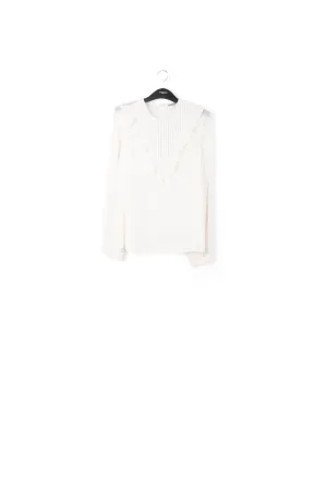 Off-white sequin-embroidered top with ruffles