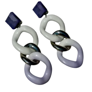 Ombre Frosted Lavender Link Clip-On Earrings