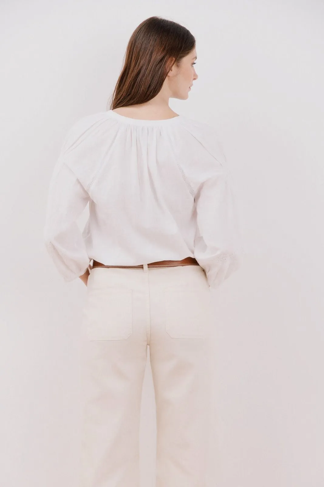 Openwork embroidered blouse - White