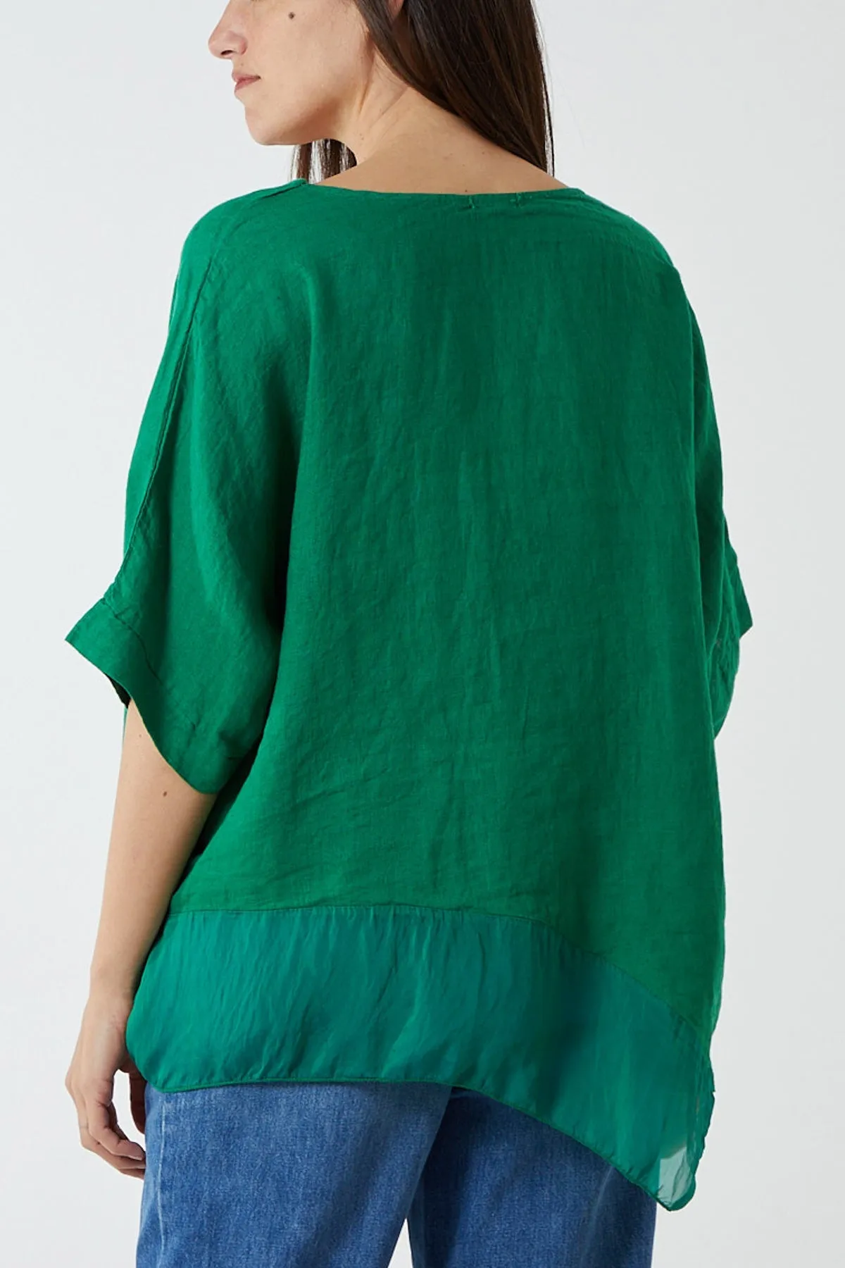 Oversized Asymmetric Sheer Hem Blouse